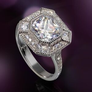 NIB Stauer 925 SS Cushion Cut Ring